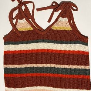 Madewell Sweater Tank Top Womens large Knit Stripe Tie Strap Grandfield